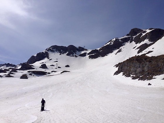 Hiking for snow in Avoriaz May 11 2015