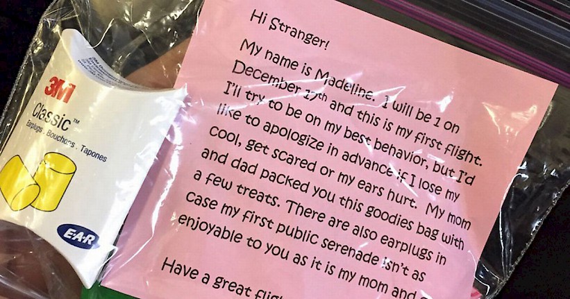 Goodie bag for parents on flight with Baby screaming